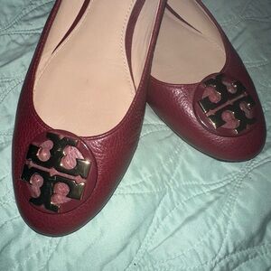 Tory Burch Leather burgundy Baller shoe- great condition- very very lightly worn